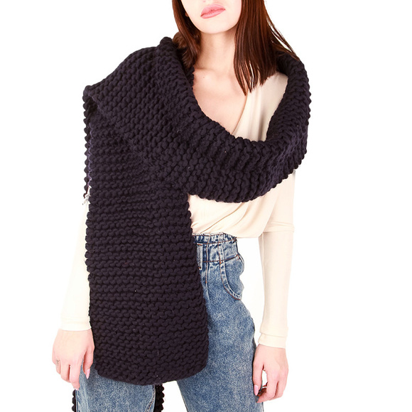 WOOL AND THE GANG BLACK SCARF | WOMENS SIZE 155X32 - Picture 2 of 3